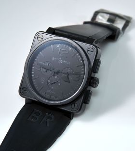 Bell & Ross, 46mm BR01-94 "Aviation Phantom Chronograph" auto/date Limited Edition of 500pcs in Black carbon steel