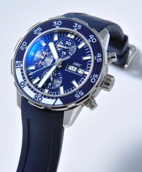 IWC 44mm Aquatimer Chronograph Ref.3767-11 automatic day-date Blue in Steel