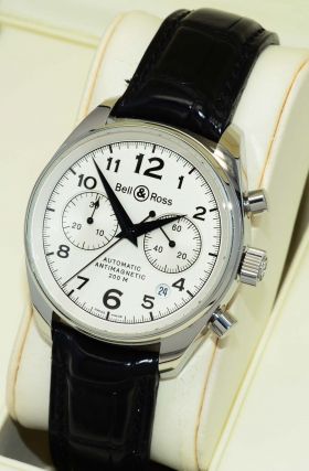Bell & Ross 39mm "Vintage 126 Chronograph" 200m antimagnetic automatic date in Steel