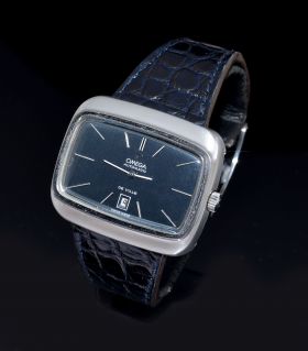 C.1970s Omega 37mm DeVille 156.0002 ST Blue dial automatic date in Steel