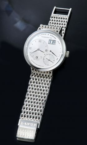A. Lange & Sohne, 38.5mm "Lange One" Ref.151.025 manual winding with big date in Platinum