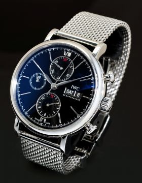IWC, 42mm "Portofino" auto day-date Chronograph Ref.3910-08 in Steel with Milanese bracelet