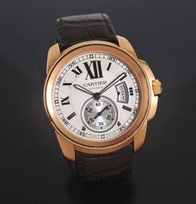 2012 Cartier, 42mm Ref.W7100009 "Calibre de Cartier" in-house movt automatic date in 18KPG. B&P