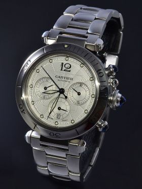 Cartier, 38mm "Pasha de Cartier Chronograph" auto/date in steel