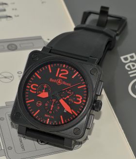 Bell & Ross, 46mm "BR01-94 Red" Chronograph Limited Edition of 500pcs in Black Carbon Steel