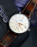 IWC, 45mm "Portofino Handwound 8 Days" manual winding power reserve indicator date Ref.5101-03 in Steel