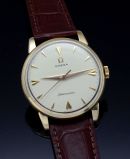 Omega, vintage 35mm C.1958 Ref.2895 Ivory dial indirect center sweep seconds manual winding in 14KYG