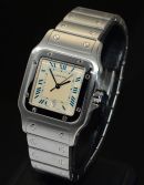 Cartier, Unisex "Santos de Cartier Galbée" quartz with date in Steel