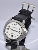 Panerai, 44mm Pam114 Historic "Luminor white dial" N series of 500pcs manual winding in Steel