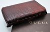 Gucci Crocodile travel document case in dark brown leather Style# 269883 EU2N2208