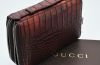 Gucci Crocodile travel document case in dark brown leather Style# 269883 EU2N2208