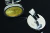 Bulgari made in Italy Oval Cuff Links with yellow lacquer on palladium plated 925 Silver 