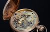 C.1900s Anonymous 46mm Swiss Open Face Single-button Chronograph White enamel dial Roman numerals 2 registers in 14KPG