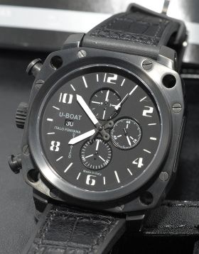 U Boat 50mm "Thousands of Feet Cab3" Left hand Chrono in Black PVD Steel