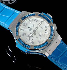 Hublot, 41mm "Big-Bang Tutti Futti Blue" Chronograph Ref.341.SL.6010.LR.1907 in Steel with blue resin & Topaz