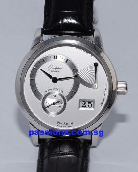 2007 Glashütte Original 39mm "PanoReserve" Ref.65-01-02-02-04 manual winding Big-date & power reserve in Steel. B&P