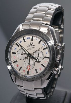 Omega 44mm "Speedmaster BroadArrow GMT" Chronograph in Steel