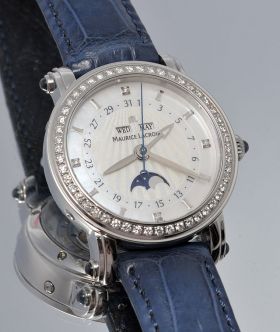 Maurice Lacroix, 34mm "Phase de Lune" in steel with diamonds