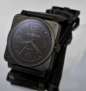 Bell & Ross, 42mm "BR 03-92 Phantom" auto/date in black carbon steel