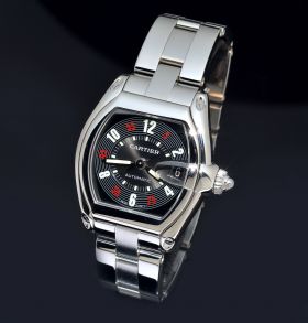 2010 Cartier, gents "Roadster" W62002V3 2510 Las Vegas Roulette black dial automatic with date in Steel