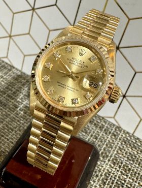 C.1990s Rolex Oyster Perpetual "Lady President Datejust" Ref.69178 Chronometer in 18KYG with diamonds dial