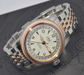 Oris, 36mm "Big Crown Pointer Date" auto Ref.7551 in Steel with PG plated milled bezel