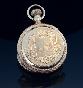 C.1888 Vacheron & Constantin Geneva 55mm Exquisite Hunter cased pocket watch with white enamel dial in 126g 14KRG. Archive cert