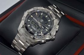 Tag Heuer, 43mm "AquaRacer ChronoTimer" analog & digital Ref.CAF1010BA in Steel