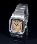 1990s Cartier, 29x41mm gents "Santos de Cartier Galbee" 10832 aged dial Blue Roman Quartz with date in Steel