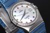 Omega, "Constellation" auto/date in steel with diamonds & coloured stones