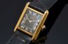 C.1980s Cartier Lady's "Tank Must de Cartier Vermeil" mechanical manual winding watch in 925 Silver case & Yellow Gold plated