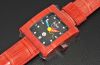 NOS Alain Silberstein, "Pavé smileday" Limited edition of 250pcs automatic date in red alligator leather wrapped over steel. B&P